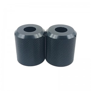 Knurled cnc อลูมิเนียมเครื่องจักรกลเปลี่ยนสีสีดำอะโนไดซ์ชิ้นส่วน