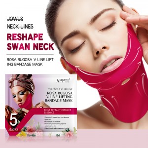 Appti Rose Rugosa V-Line ยกผ้าพันแผลหน้ากากใบหน้าลดความอ้วนสายความงามคางคู่ลดไฮโดรเจลใบหน้าหน้ากากเพื่อยกคางและกระชับผิว