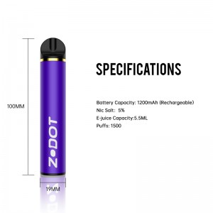 1500 พัฟบุหรี่อิเล็กทรอนิกส์ทิ้ง