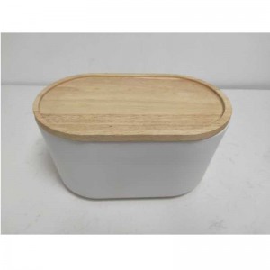 ขายส่งยาวกับฝาไม้เซรามิกสโตนแวร์เก็บกล่องขนมปัง