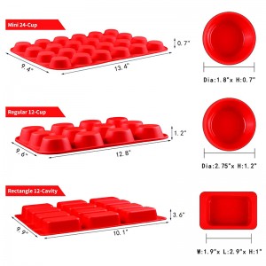 ทรงกลมสี่เหลี่ยมซิลิโคนมัฟฟินแพนแม่พิมพ์เบเกอรี่ซัพพลาย