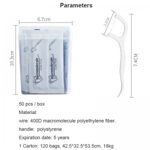 50 Picks ฉลากส่วนตัวที่มีคุณภาพสูงกล่องไหมขัดฟันสุขอนามัยช่องปากห่อเป็นรายบุคคลบรรจุไม้จิ้มฟันแบบพกพาไหมขัดฟัน