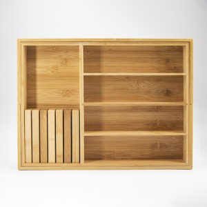 ชุดเก็บลิ้นชักช้อนส้อมไม้ไผ่ธรรมชาติที่ขยายได้