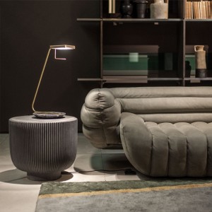 อุตสาหกรรมกลางแจ้งไฟเบอร์กลาสชามรูปร่างปลายตารางศูนย์รอบที่ทันสมัยชุดโต๊ะกาแฟห้องนั่งเล่นเฟอร์นิเจอร์