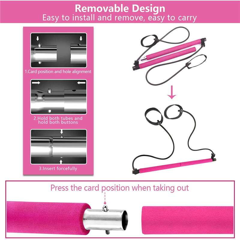 ชุดบาร์พิลาทิส, การออกกำลังกายโยคะแบบพกพา Pilate Stick กับวงดนตรีแนวต้านการวนรอบเท้า, อุปกรณ์ออกกำลังกาย