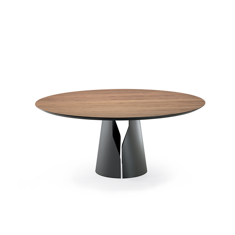 Nordic Space Saving Steel Steel Walnut Solid Wood Table โต๊ะรับประทานอาหารชุด 6 ที่นั่ง