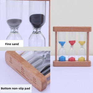 โรงงานสามารถปรับแต่งได้ 3 ใน 1 นาฬิกาทรายแก้วจับเวลาสำหรับครัวทำอาหารในห้องครัวไม้ยุโรปสร้างสรรค์โลหะหมุนนาฬิกานาฬิกาทราย