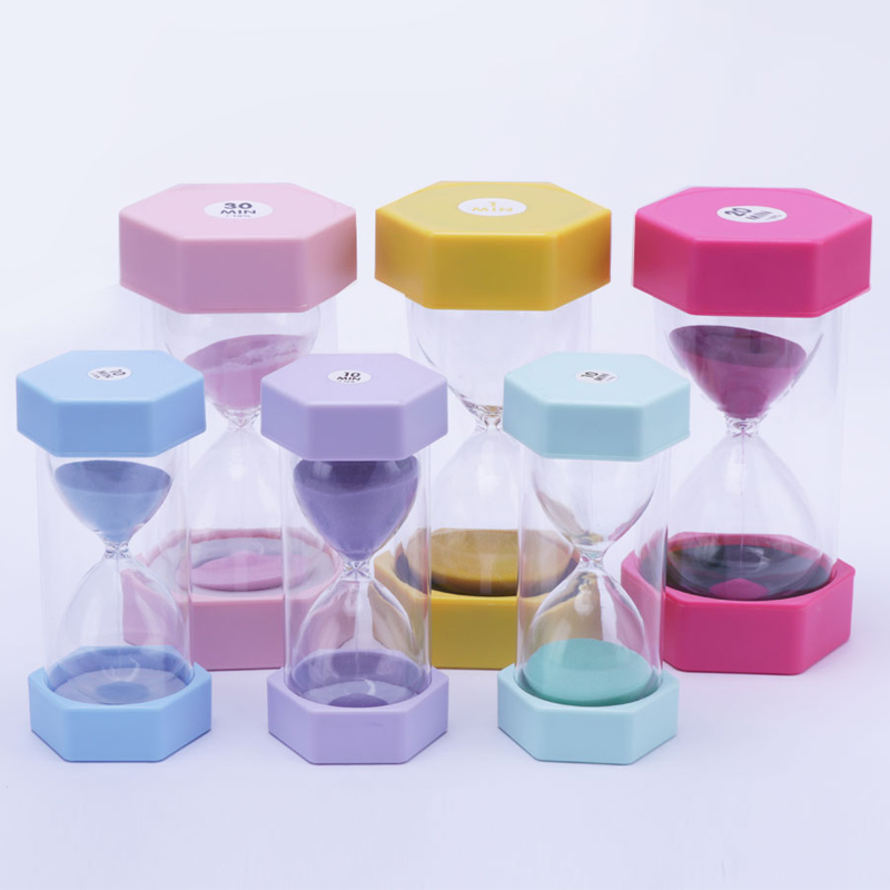 30 นาทีครูนาฬิกาทรายสีม่วงหกเหลี่ยมนาฬิกาทรายนาฬิกาทรายทรายสำหรับการตกแต่งบ้านและการศึกษา