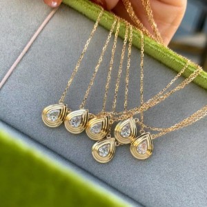 Tuochen เครื่องประดับ Waterdrop, Princess Pendant, 18K/14K/10K ทองคำสีเหลืองพร้อมเครื่องประดับสร้อยคอเพชร