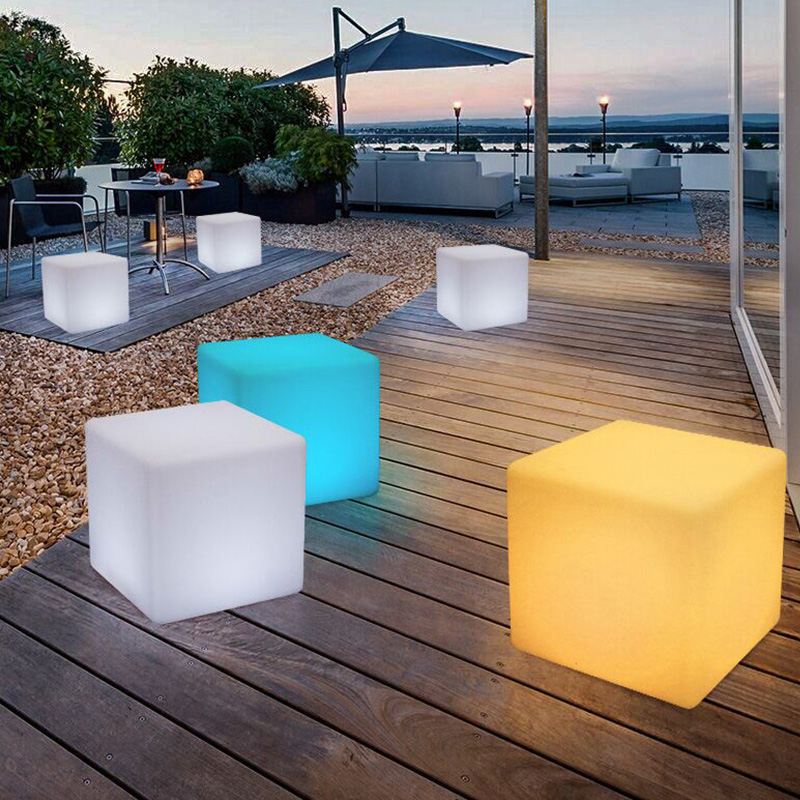 LED Luminous Cube Light Creative Outdoor Waterproof Stool KTV Square Chair Bar Stool Stool Concert สำหรับรูปแบบบรรยากาศของกิจกรรม