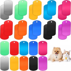 สร้อยคอแท็กสุนัขที่ว่างเปล่าที่ประทับพร้อมสร้อยคอโซ่อลูมิเนียมฮิปฮอปสไตล์สัตว์เลี้ยงชื่อสุนัขชื่อแท็กรหัสโลหะบุคลิกภาพ...