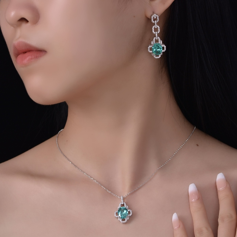 Tuochen Jewelry Custom Sterling Silver 925 พร้อมต่างหูหินเพชรคาร์บอนสูง