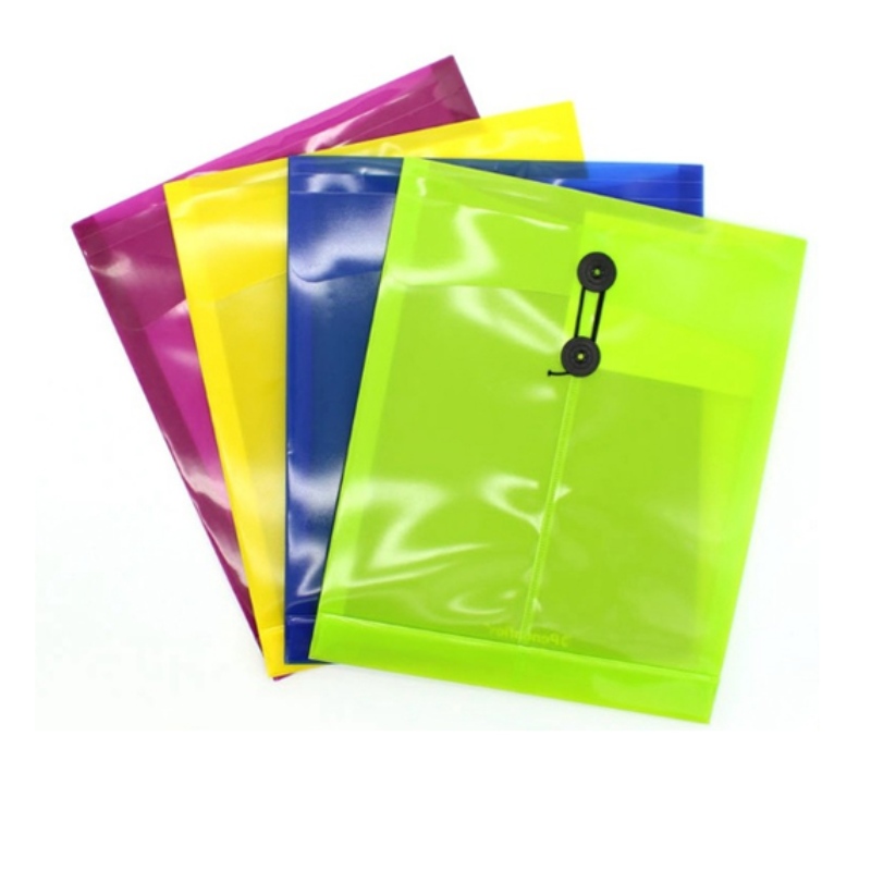 A4 Size PP Plastic Button Document Bag สำหรับโรงเรียนและสำนักงาน