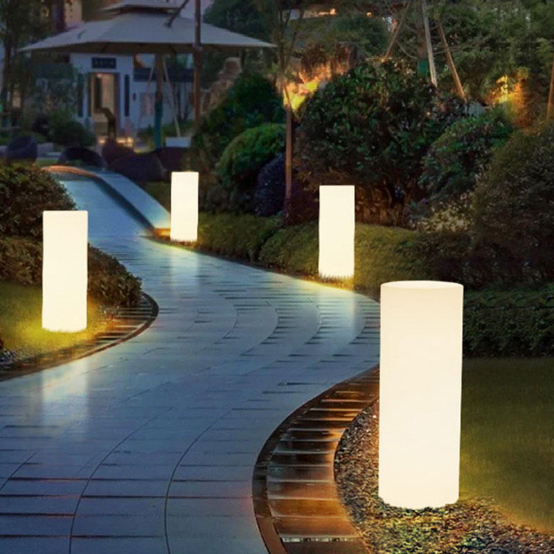 LED Outdoor Garden Art Decor Lights RGB เปลี่ยนสีทรงกระบอกไฟแบตเตอรี่กันน้ำด้วยระยะไกลสำหรับการตกแต่งสวนเชิงพาณิชย์งานแต่งงานงานฉลอง
