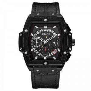 Baogela Brand Fashion Mens Sports กันน้ำข้อมือปฏิทิน Watch Square Square Multifunction Band Mens Watch 1703 Rose Black