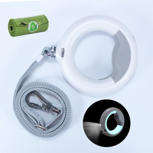 ยุ่งยากในการทำงานหนัก LED Dog LED LED LESH ในตัวกระเป๋าเซ่อในตัวเดินสายจูง 360 มือที่จับป้องกันการลื่นสำหรับสุนัขขนาดเล็กขนาดเล็ก&สุ...