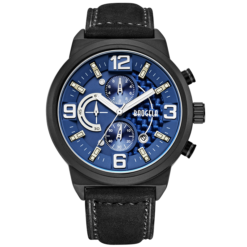 Baogela Men \\ s Sports Quartz Watch Leisure Fashion Fashion Timing Watch Display Men 'S Watch 1709 Black Blue