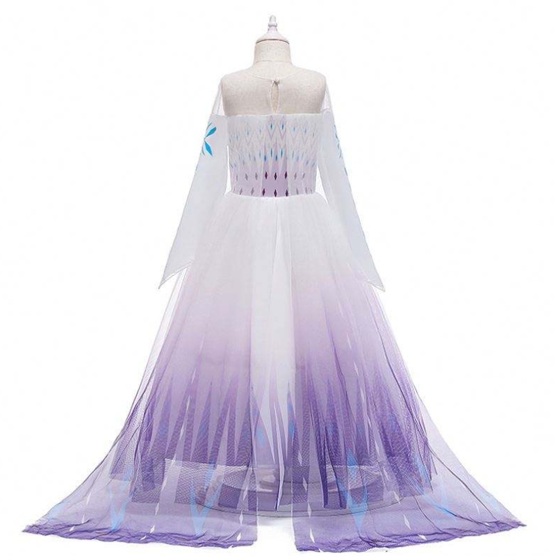 2020 Wholesale Ins Snow Queen Elsa Dress Princess Girl Anna Long White Dress BX1693