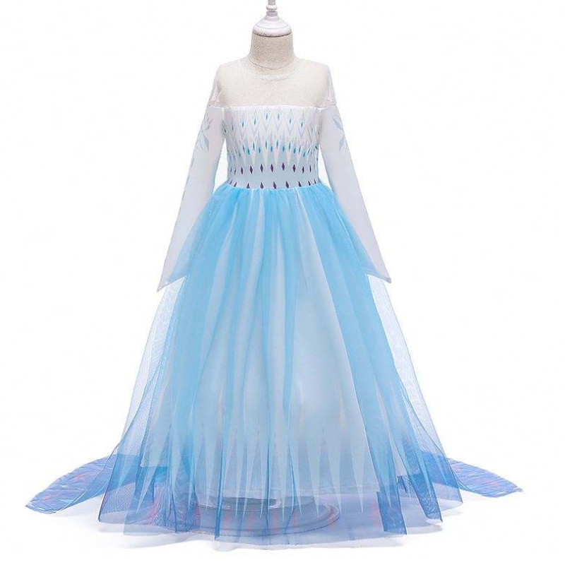 2020 Wholesale Ins Snow Queen Elsa Dress Princess Girl Anna Long White Dress BX1693