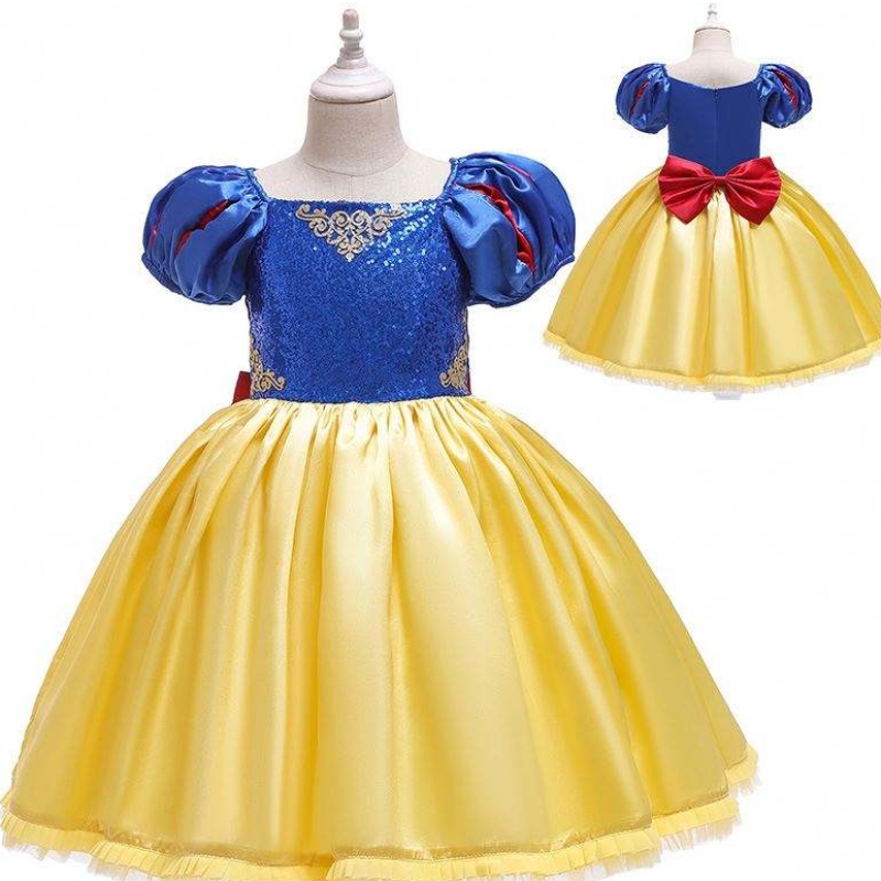 Baige ใหม่มาถึงแขนสั้น Snow White Frock Girl Christmas Christmas Halloween Party Dress D0677