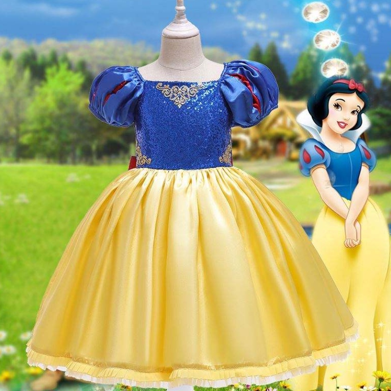 Baige ใหม่มาถึงแขนสั้น Snow White Frock Girl Christmas Christmas Halloween Party Dress D0677