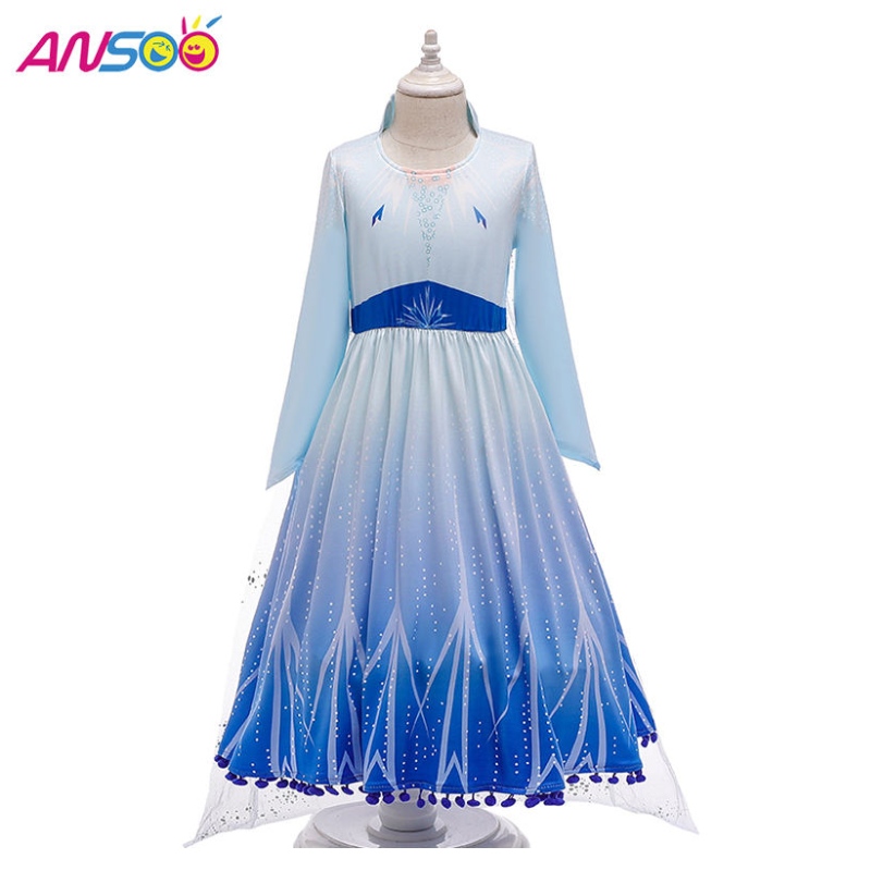 Ansoo Hot Sale Elsa Anna Cosplay Costume 3PCS A Set Girls Movie Dress Princess Dress สำหรับเด็กหญิงอายุ 2-13 ปี