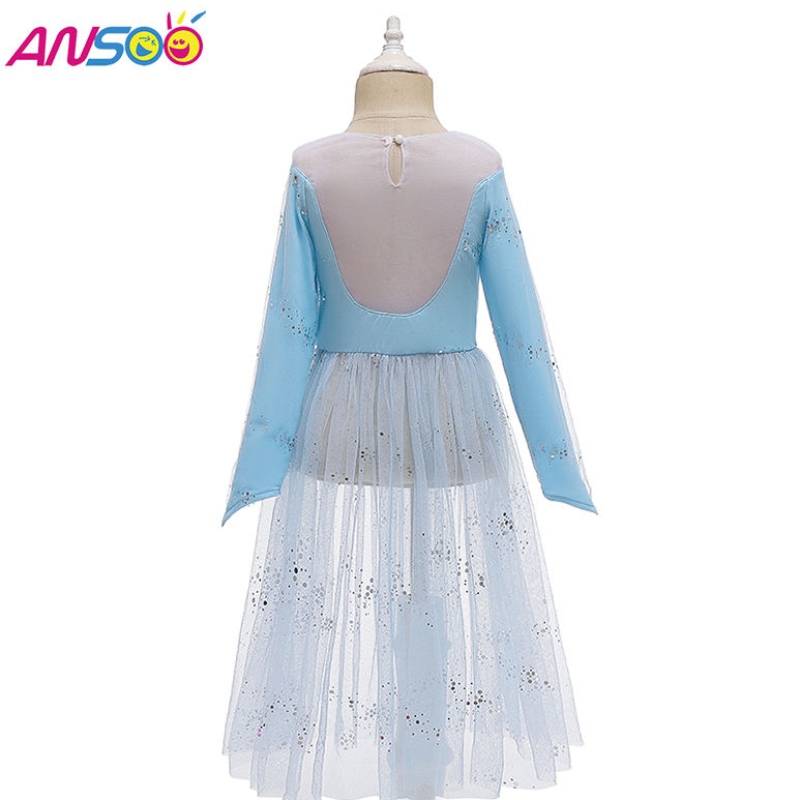 Ansoo Dress Up 2 Princess Elsa Anna Fashion Dress เครื่องแต่งกาย Elsa 2 Movie 2 ชุดสำหรับเด็กหญิงอายุ 2-13 ปี