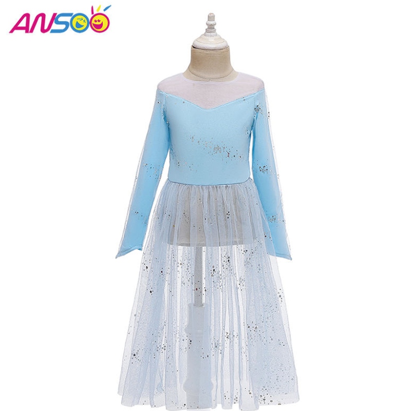 Ansoo Dress Up 2 Princess Elsa Anna Fashion Dress เครื่องแต่งกาย Elsa 2 Movie 2 ชุดสำหรับเด็กหญิงอายุ 2-13 ปี