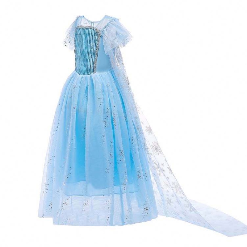 สาวน้อยคุณภาพสูง Halloween Party Blue Elsa Princess Dress HCGD-018