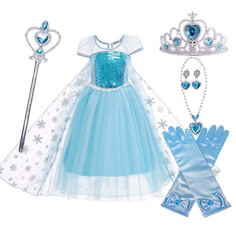 Princess Costumes งานเลี้ยงวันเกิดสาวน้อย Elsa Beadings Princess Dress HCGD-044