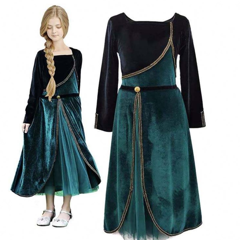 สาวน้อย Carnival Cossplay Costume Queen Elsa Anna แต่งตัวด้วยเสื้อคลุม HCGD-038