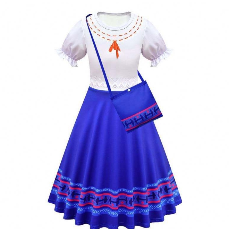 Carnival Halloween Princess Party Clothes ดอกไม้ ruffles ชุดยาว Mirabel Encanto เครื่องแต่งกาย 90-170 ซม. HCIS-006