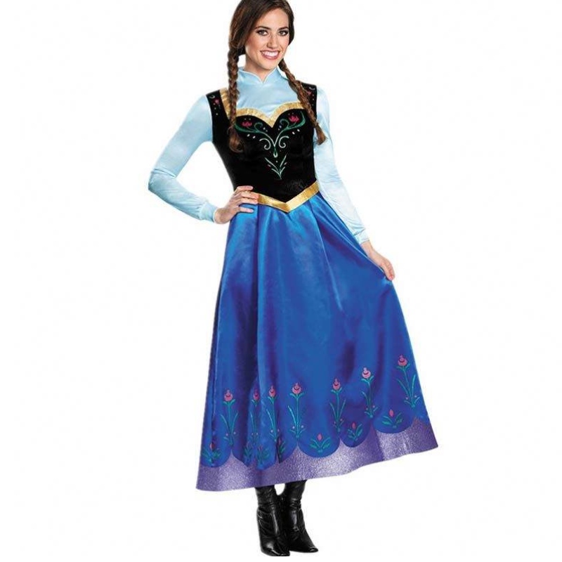 ผู้ขายที่ดีที่สุด 2022 ผู้ใหญ่ Elsa Anna Cosplay Woman Halloween Costume Princess Dress And Adad