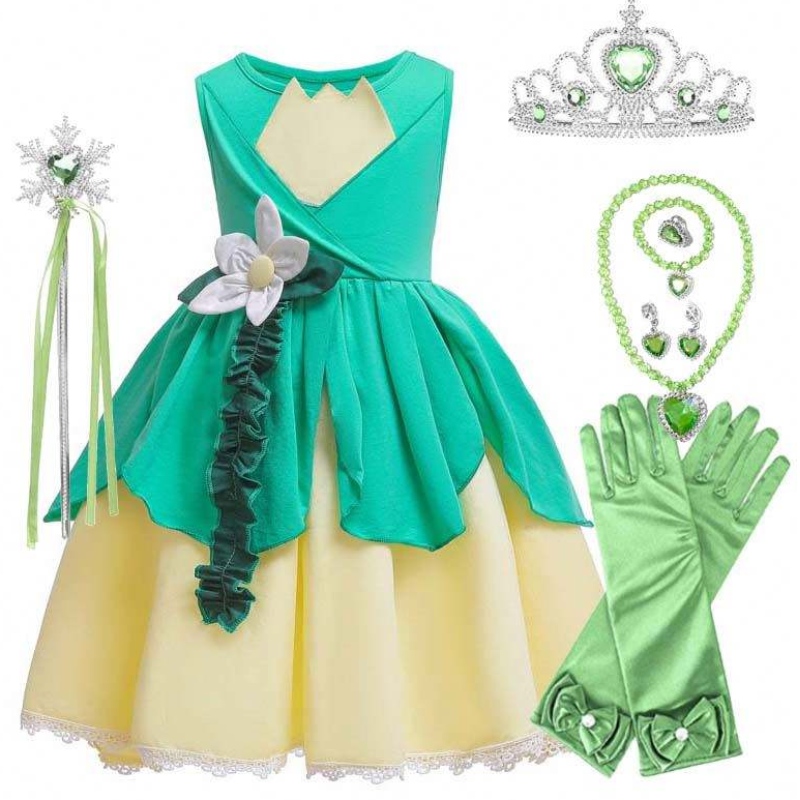 ชุดเด็กฮัลโลวีน Tiana Costume Princess และชุดกบสำหรับสาว HCTB-007