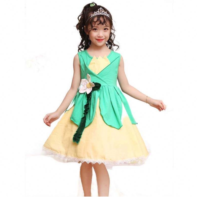 ชุดเด็กฮัลโลวีน Tiana Costume Princess และชุดกบสำหรับสาว HCTB-007