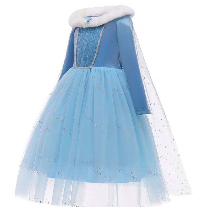 Halloween Cosplay Winter Warm Fancy Dress Up Elsa Dress Cossplay เครื่องแต่งกายกับ Cape HCGD-045