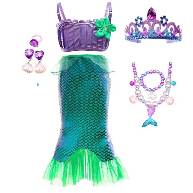 2022 ราคาขายส่ง Princess Dress Up Little Girls Mermaid Long Tail Dress Girls HCMM-007