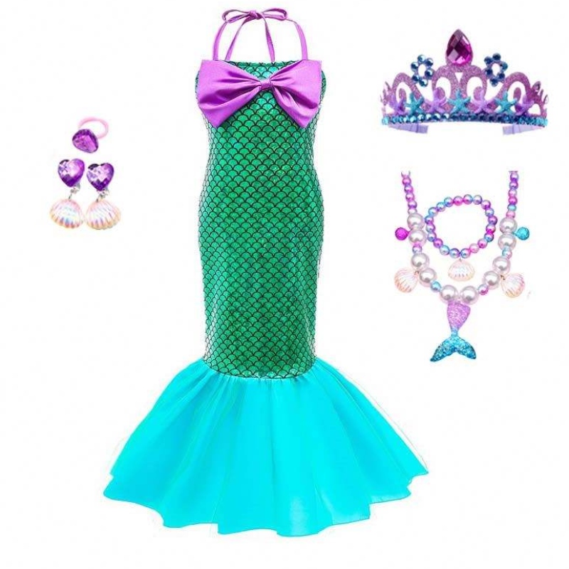 เด็กเด็กผู้หญิงคอสเพลย์เครื่องแต่งกาย Ariel Princess Little Mermaid Dress สำหรับเด็กเด็กผู้หญิง HCMM-009