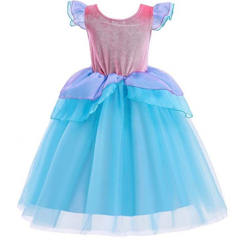 2022 ยอดขายสูงสุด Halloween Child Princess เลื่อม Ariel Blue Dress Costume HCMM-012