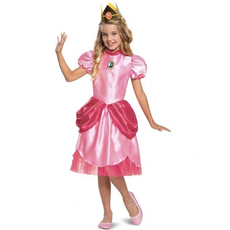 Carnival Cosplay Baby Girls Party Christmas Super Brother Cartoon Pink Princess Peach เครื่องแต่งกายกับ Crown HCMU-006