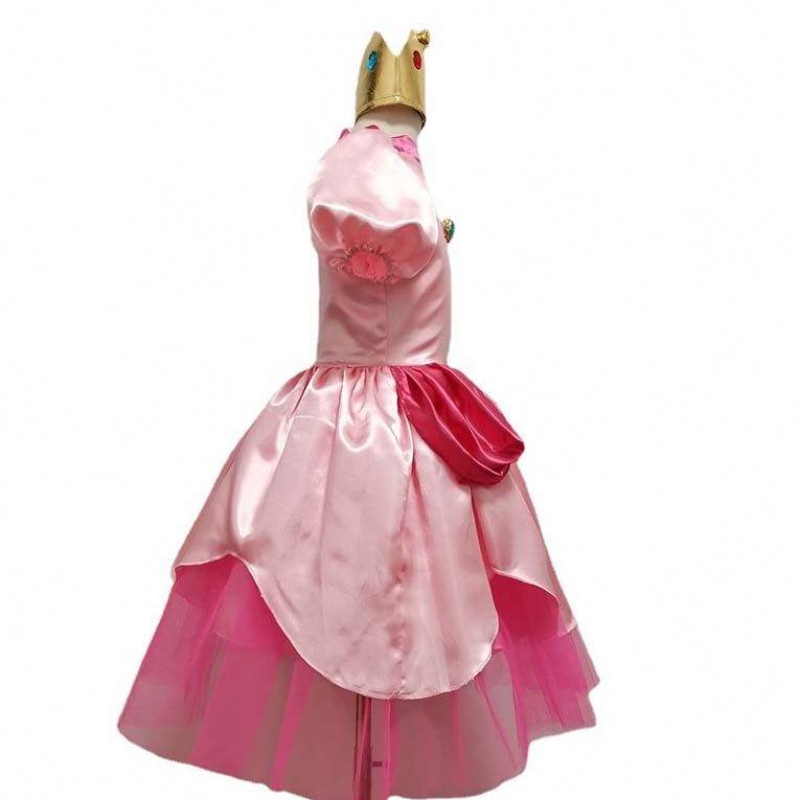 Carnival Cosplay Baby Girls Party Christmas Super Brother Cartoon Pink Princess Peach เครื่องแต่งกายกับ Crown HCMU-006