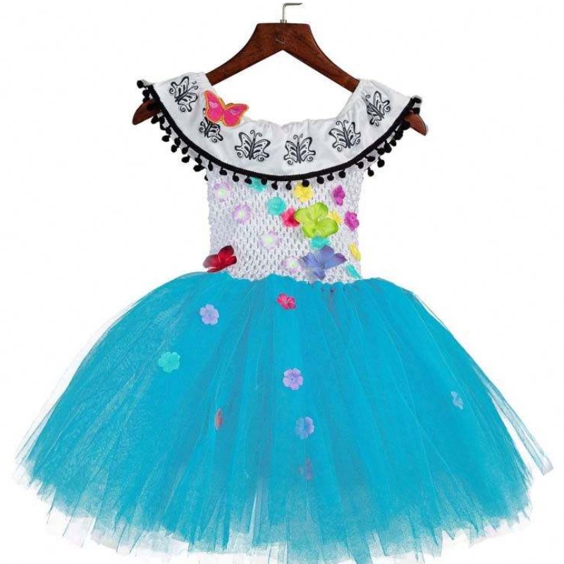 เสื้อผ้าฮัลโลวีนเด็กโครเชต์ทูลฟลัฟฟี่ดอกไม้ Encanto Mirabel Tutu Dress HCIS-015