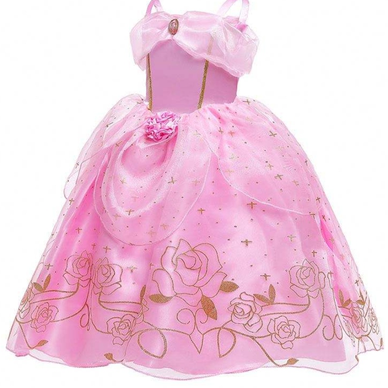 Kid Princess Dress Girl Summer Fancy Party เสื้อผ้า Pink Princess Aurora เครื่องแต่งกาย HCSP-012