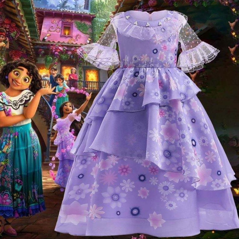 อะนิเมะ Isabella Encanto ชุดสีม่วงสาวเจ้าหญิงเด็กชุดแฟนซี Carnival คอสเพลย์ Encanto เครื่องแต่งกายเด็กเสื้อผ้า