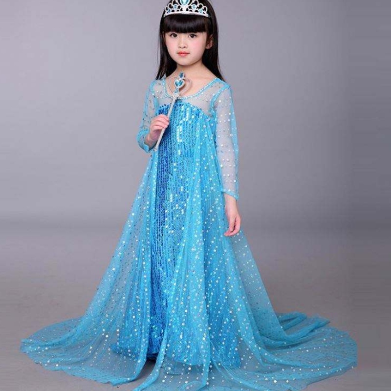 Baige Blue Elsa สาวเลื่อมเด็ก ๆ ชุดฮาโลวีนคอสเพลย์ชุด Elsa Ana Princess Dress