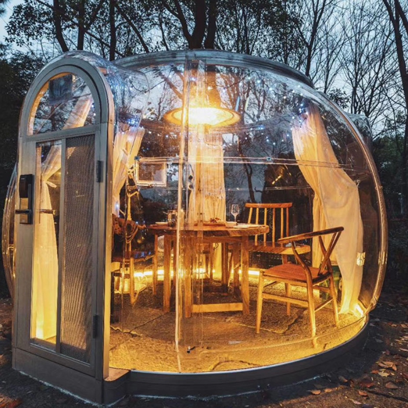 3.3 เมตรทางเศรษฐกิจโปร่งใสโดมเต็นท์ Geodesic Camping Camping Dome เต็นท์สำหรับโรงแรมรีสอร์ทตั้งแคมป์กิจกรรมกลางแจ้ง