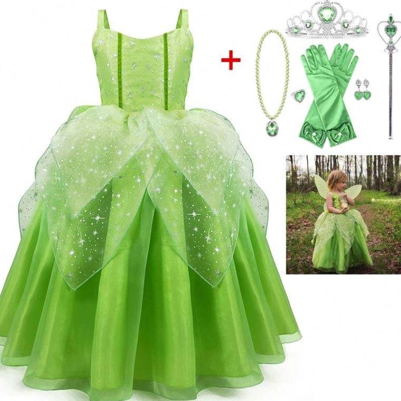 Baige Flower Girl Spot Splay Performance Cartoon Costume Tinker Bell Fairy Tinkerbell Princess Dress with Wing