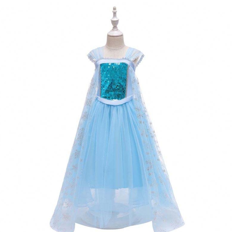 ใหม่ Snow Queen Performance Princess Elsa Blue Dress Halloween Costume BX1705