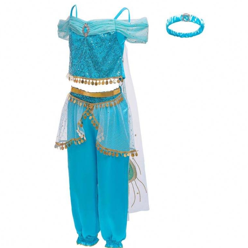 Baige Halloween Princess Jasmine Girl กางเกงยาวกับเสื้อคลุมเด็กเจ้าหญิงแฟนซีชุด BX1638