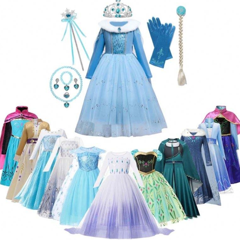 Anna Elsa Princess Costumes สำหรับเด็ก Halloween ปาร์ตี้คริสต์มาสคอสเพลย์ Snow Queen Dresses Girls Girls Snowflake Prom
